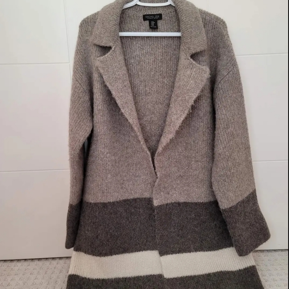 Rachel Zoe Taupe and Ivory Colorblock Cardigan